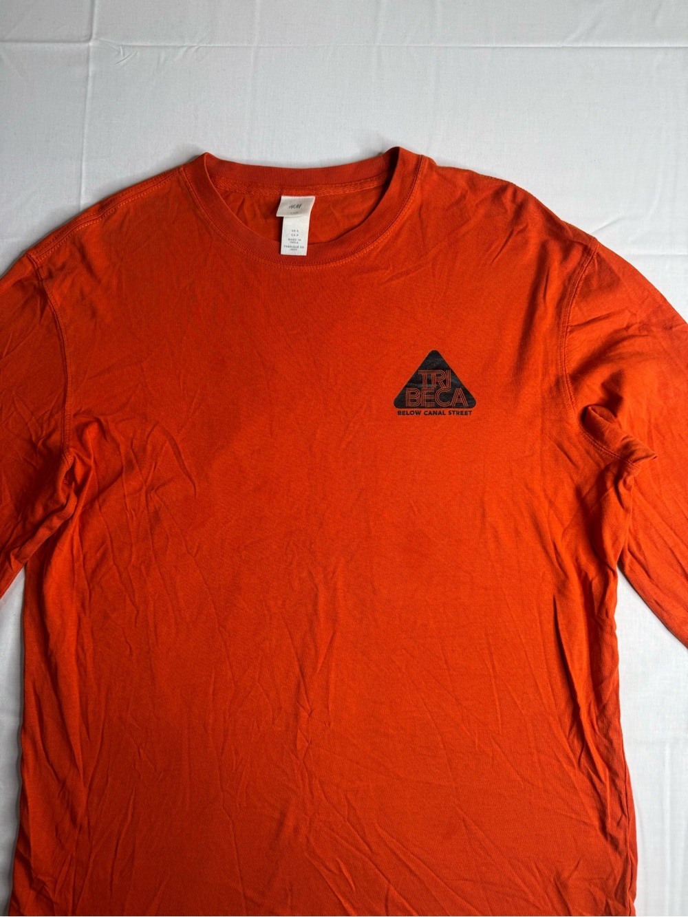 Men's Orange Graphic Long-Sleeve Tee - Unbranded